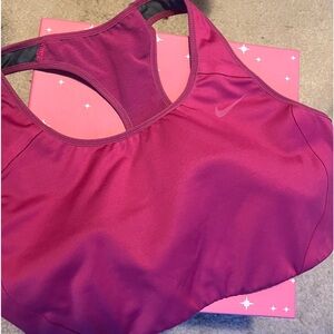 pink nike sports bra, sewn in padding